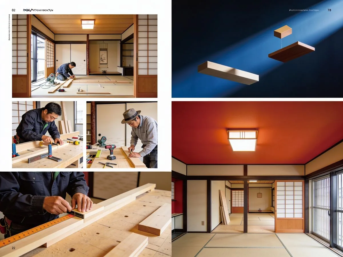 東京の職人による和モダン住宅の施工現場